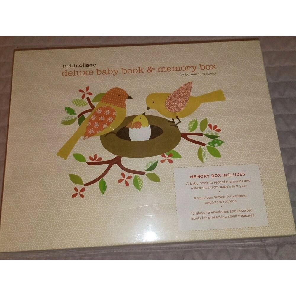 NIP Petit Collage Deluxe Baby Book and Memory Box NEW